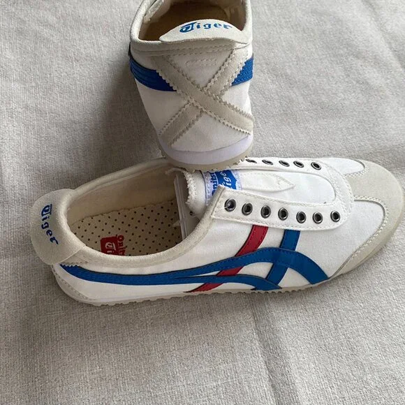 Onitsuka Tiger White Sneakers With Blue And Red Stripes - Picture 7 of 7